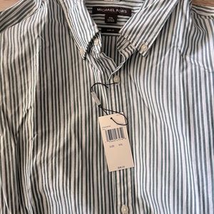 Mens XXL Michael Kors long sleeve green/white button up - brand new